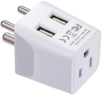 Ceptics India Travel Plug Set - with 2 USB + USA Socket Input - Type C and Type D- Ultra Compact - Safe Grounded Perfect for Cell Phones, Laptops, Camera Chargers