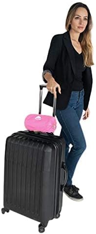 BlueHills Ultra Compact Travel Blankets Value Pack Set of 2 - Airplane Traveling Essentials Soft Flight Blanket Throw in a Portable case with Strap for Travel Gift – Peacock Teal and Pink