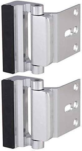 2 Pack Door Reinforcement Security Locks with 8 Screws, Childproof Night Lock Withstands 800 Lbs - Silver