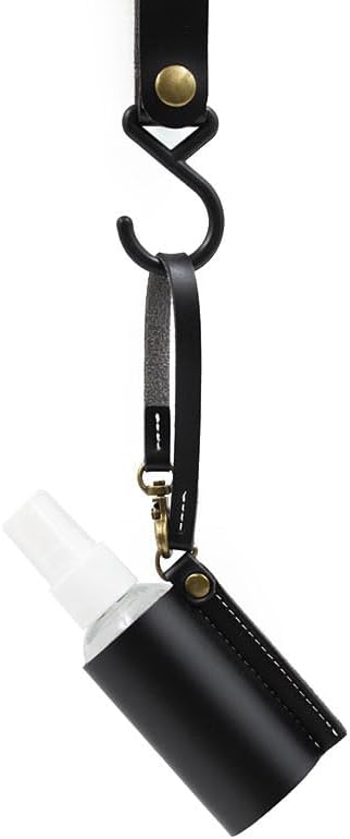 Disinfectant Holder - 60ml Sanitizing Spray Bottle Bag Holder - Belt Loops, Clip On Backpacks & Purses -(Reusable White Bottles) (Black Bottle Sleeve)