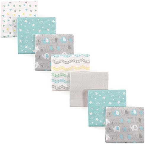 Luvable Friends Unisex Baby Cotton Flannel Receiving Blankets, Basic Elephant, One Size (Pack of 12)
