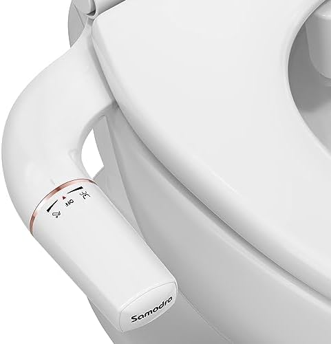 SAMODRA Ultra-Slim Hygienic Bidets Attachment for Existing Toilets - Adjustable Fresh Water Pressure Self Cleaning Nozzle Easy to Install, Rose Gold