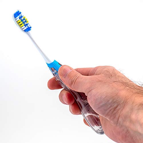 GUM Folding Travel Toothbrush, Compact Head + Tongue Cleaner, Soft Bristled Travel Toothbrushes for Adults, 2 Count