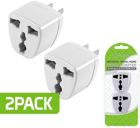 Cellet USA, Canada, Mexico, Japan Travel Plug Power Adapter Round Pin (EU/UK/Korea/China/AU) to Flat (USA) Pin, 2 Pack, White CNFPIN2