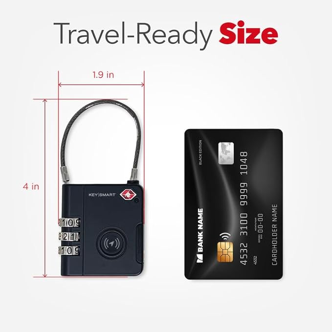KeySmart SmartLock Tracking Luggage Locks, TSA Locks for Luggage, GPS Tracker, Combination Lock Compatible with Apple Find My App, Best Travel Essentials, Replaceable Non-Rechargeable Battery (1 Pack)
