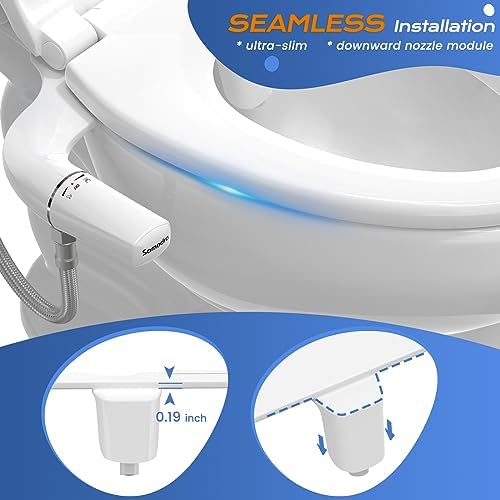SAMODRA Ultra-Slim Hygienic Bidets Attachment for Existing Toilets - Adjustable Fresh Water Pressure Self Cleaning Nozzle Easy to Install, Rose Gold