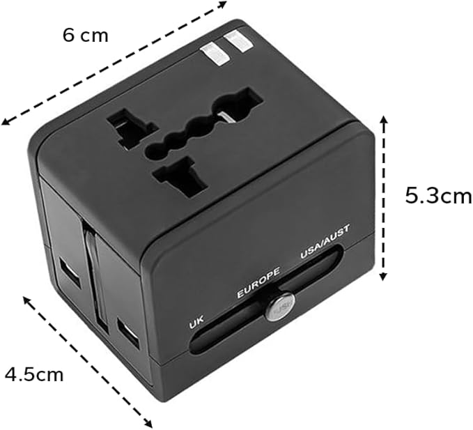 TSIM Universal Travel Adapter 20W 6A, 1 USB-A, 1 USB-C Ports All In One International Power Adapter Plug For USA EU UK AU Wall Charger Quick Charge European Plug Worldwide Travel Essentials | CE, RoHS