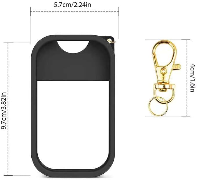 Deluxsa Silicone Case Compatible with Touchland Hand Sanitizer Spray, Protective Case with Keychain for Power Mist and Glow Mist 1 fl oz, Hand Sanitizer Spray Accessory （White+Black 2Pack