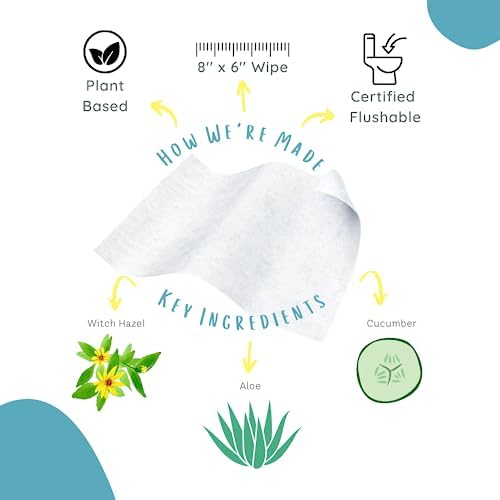 Stall Mates Witch Hazel: Flushable Wipes, Individually Wrapped, Travel Friendly, Soothing, Unscented with Cucumber, Aloe and Chamomile, (90 on-the-go singles) BULK PACK