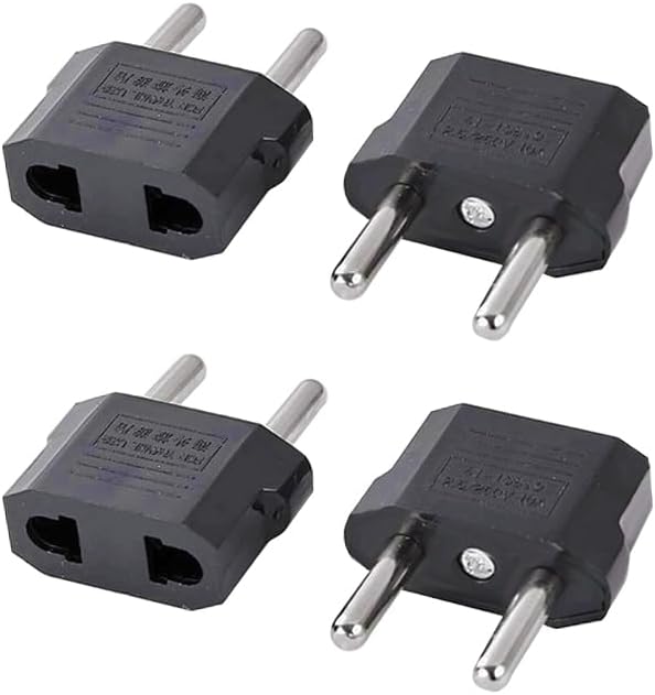 Europe Travel Plug Adapter – Power Adapter for Europe – US to EU Adapter for Spain, France, Germany, Italy – USA to Europe Plug Converter - 4 Pack (Black)