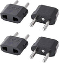 Europe Travel Plug Adapter – Power Adapter for Europe – US to EU Adapter for Spain, France, Germany, Italy – USA to Europe Plug Converter - 4 Pack (Black)