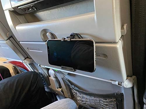 The SkyClip+ Phone & Tablet Holder for Air Travel, Home and Office Use - Inflight Phone Mount & Stand Compatible with iPhone, Android, Kindle and Tablets - Ultimate Travel Accessory (White)