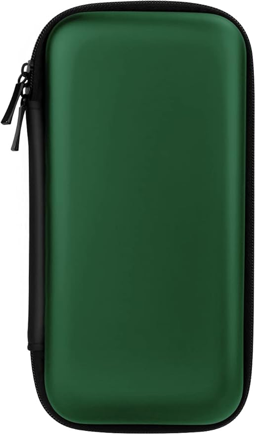 iMangoo Travel Essential Electronics Organizer Pouch Charger Case, Shockproof Dual Zipper Power Bank Cables Tech Accessories Purse, Men & Women Travel Must Have Storage Bag, 6.5x3.2x1 inch Green