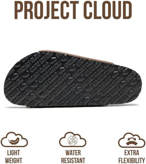 Project Cloud 100% Genuine Leather Flat Sandals For Women 2026 Cork Footbed Womens Sandals with Memory Foam and arch support Vacation Essentials Slides for Women Footwear (Venita)