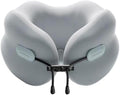 Ultra-Soft Travel Neck Pillow, Ergonomic Design with Contoured Shape, Breathable Fabric,Internal Structure，Travel Blanket Airplane Compact with Bag，Airplane Essentials (English Blue)