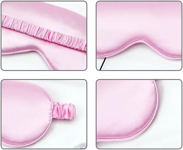 Silk Sleep Mask, Silk Sleeping Mask with Adjustable Strap, Sleeping Aid Blindfold for Nap, Sleep Mask for Women to Full Night's Sleep, Travel and Nap.(1PC) (Pink)