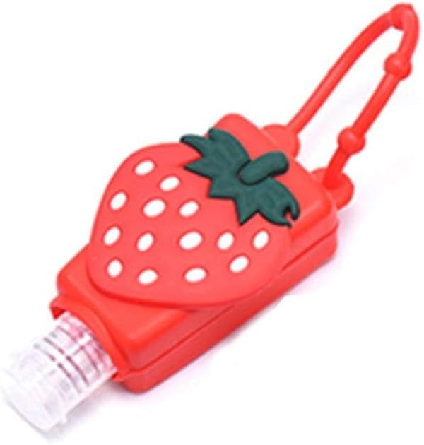 Strawberry Empty Travel Hand Sanitizer Bottle, Silicone Sleeve Refillable Empty Squeeze Leakproof Flip Cap Keychain, Hand Soap Holder Cosmetic Containers, Refillable Portable Travel Containers