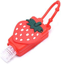 Red Strawberry Empty Travel Hand Sanitizer Bottle, Silicone Sleeve Refillable Empty Squeeze Leakproof Flip Cap Keychain, Hand Soap Holder Cosmetic Containers, Refillable Portable Travel Containers