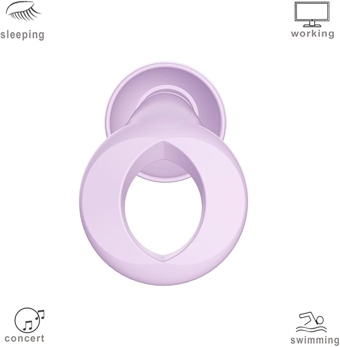 Ear Plugs for Sleeping, 2 Pairs Ear Plugs for Sleeping Noise Cancelling, 35dB Reusable Silicone Earplugs for Noise Reduction, Sleep, Work, Hearing Protection, Concert and Snoring, Purple