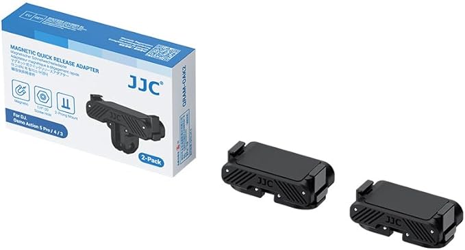 JJC 2Pcs Action 5 Magnetic Quick Release Adapter for DJI Osmo 360 Action 5 pro 4 3 Accessories, Replace OEM Quick Release Mount, with Folding Claws & 1/4 Screw Hole, Heavy Duty Nylon Extension Adapter