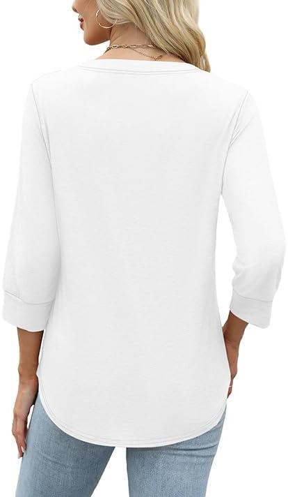 OFEEFAN Womens Tops 3/4 Sleeve Henley Shirts for Women Summer Outfits Fashion Clothing