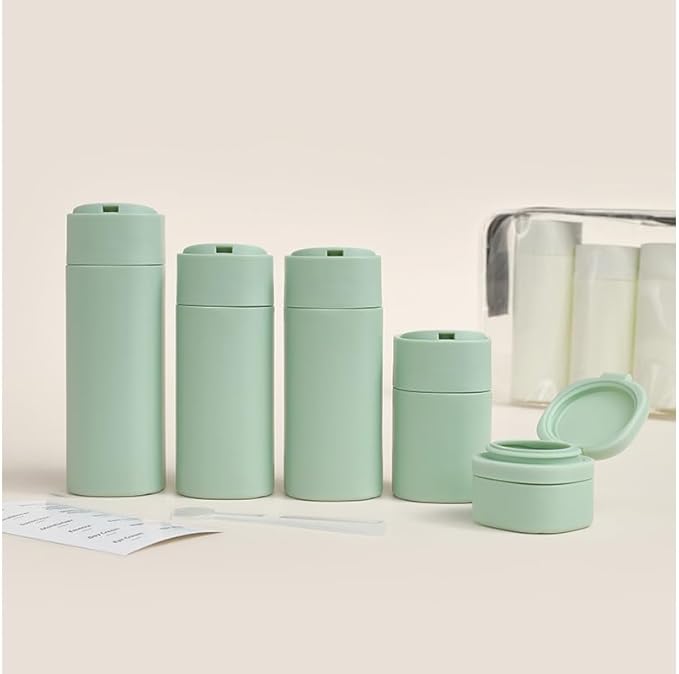 5 Pack Brief and Fashion Travel Bottles TSA Approved, BPA Free Travel Size Travel Containers Refillable Squeeze Bottles for Cosmetic Shampoo Cream Conditioner Lotion Soap… (Nordic green)