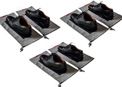 LeanTravel Shoe Bags for Travel with Breathable Mesh & Drawstring Cord Lock, Set of 6, Color Grey