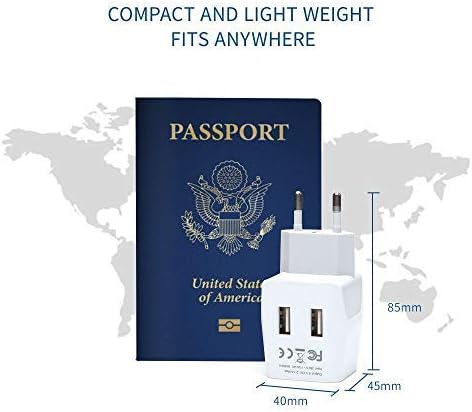 Ceptics Complete European Set Travel Adapter Plug by Ceptics With Dual USB - Type G, E/F, C - London - USA Input - Light Weight - Perfect for Cell Phones, Chargers, Cameras and More - 3 Pack
