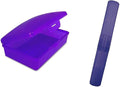 American Comb Purple Toothbrush Covers & Soap Box Set - Matching Colors - Tooth Brush Cover Cap, Soap Dish Travel Holder - Plastic Portable Set