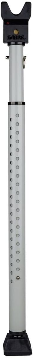 SABRE Adjustable Door Security Bar with Vibration Detecting Alarm, 115dB Alarm Audible Up To 1,100 Ft (335 m), Adjusts To Fit Most Hinged & Sliding Doors, Rubberized Foot for Strong Grip, Collapsible