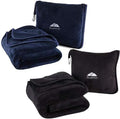 BlueHills Soft Long Travel Blankets 70X48 inches Large Plush Value Pack Set of 2 - Premium Airplane Travel Essential Flight Blanket Throw in a case Compact Plane Travel Gift – Navy Blue and Black