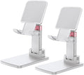 Phone Stand for Desk, Cell Phone Holder Adjustable Office Cellphone Stand for Desk Adjustable Tablet Stands Compact Design for iPhone iPad Android Devices Under 12", White,2Pack