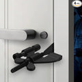 INIRET 4 Pack Black Adjustable Heavy Duty Portable Door Lock,Security Device for Enhanced Safety,for Home,Travel,Hotels,Apartments Prevents Unauthorized Entry,No Drill,Silicone Protector Caps Included