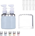 CLOUDEMO Mini Shampoo Dispenser Portable Travel Bottle Set, 2-in-1, 3-in-1, 4-in-1 Mini Dispenser Portable Travel Set, Leak Proof Refillable Travel Containers with Labels (Blue,2 in 1)