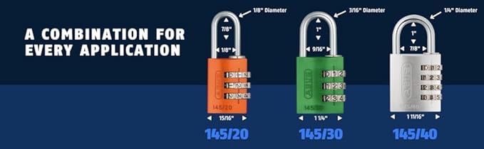 ABUS 145/30 Non-TSA Combination Lock for Hard Cases, Luggage, Resettable, Black
