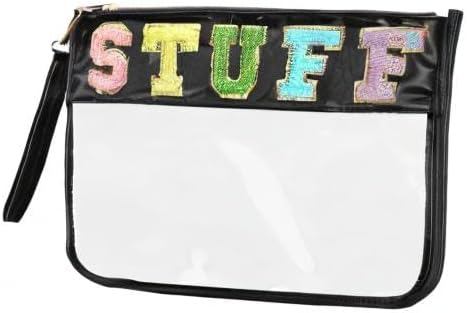 Siwara Snack Bags Clear Pouch Travel Makeup Bag Chenille Letter Bags for Zipper Pouch Clear Cosmetic Bag Clearly Tote Bag Makeup Travel Bags for Women