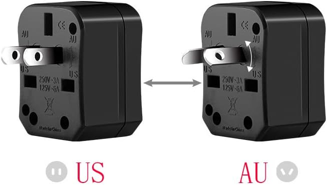 2 Pack Universal Travel Adapter Compact World Travel Adapter Kit All in One Charger Plug Converter with Carry Case for Power Strip Wall Outlet US AU UK CN France DE Europe China Australia Japan