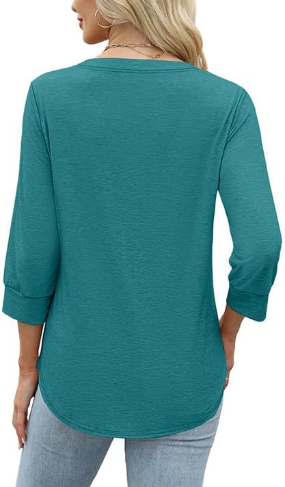 OFEEFAN Womens Tops 3/4 Sleeve Henley Shirts for Women Summer Outfits Fashion Clothing