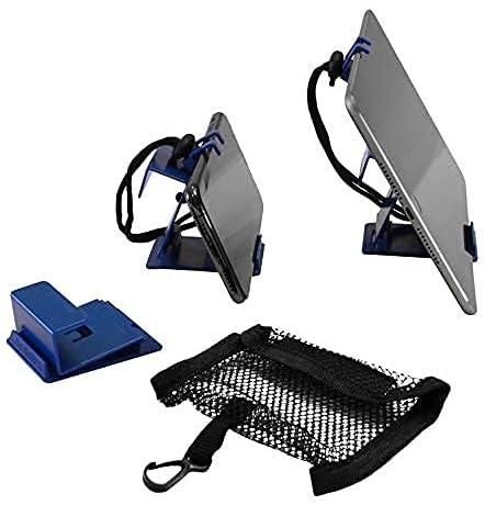 The SkyClip+ Phone & Tablet Holder for Air Travel, Home and Office Use - Inflight Phone Mount & Stand Compatible with iPhone, Android, Kindle and Tablets - Travel Accessory (Blue & Blue, 2 Pack)
