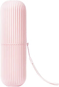 Cyrank Toothbrush Travel Case, Portable Toothbrush Cup Case Box Container Plastic Travel Tooth Brush Box Tooth Brush Holders for Traveling(Pink)