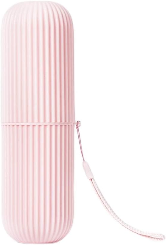 Cyrank Toothbrush Travel Case, Portable Toothbrush Cup Case Box Container Plastic Travel Tooth Brush Box Tooth Brush Holders for Traveling(Pink)