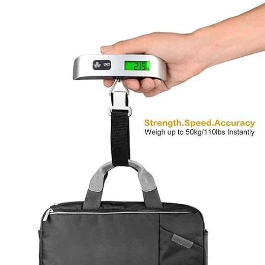 Digital Luggage Scales, Portable Digital Hanging Scale，110 Lbs Digital Hanging Luggage Scale with Backlight for Travel, Rubber Paint Handle Weighing