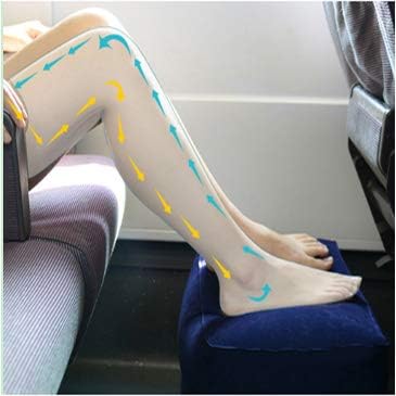 Inflatable Travel Foot Rest Pillow, Adjustable Height Leg Rest Pillow for Cars, Home, Office, Trains, Airplane, Make a Flat Bed for Baby, Kids, Toddlers, Blue, 2 Pack