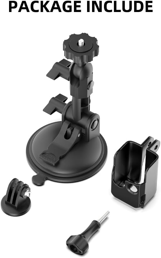 SUREWO Pocket 3 Suction Cup Mount, Car Mount Windshield Window Dash Holder Kit with Expansion Adapter for DJI Osmo Pocket 3,GoPro Hero 13/12/11/10/9/8,DJI Action 5 Pro/4/3 Accessories (for Pocket 3)