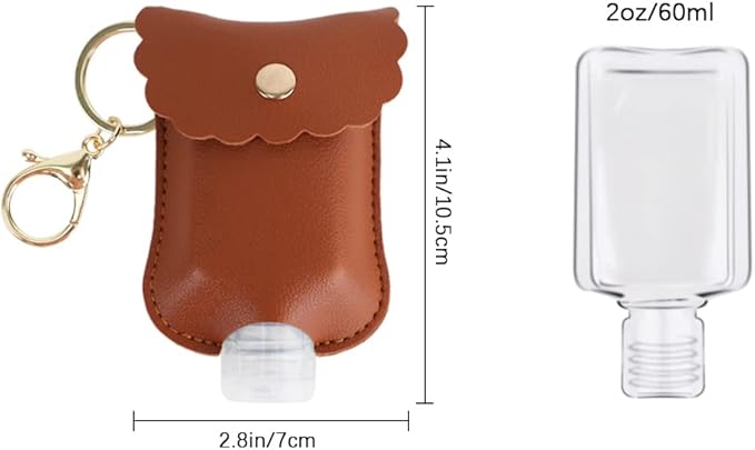 8 PCS Hand Sanitizer Holder,Leather Empty Travel Size Bottle, Mini Hand Sanitizer Keychain Travel Size