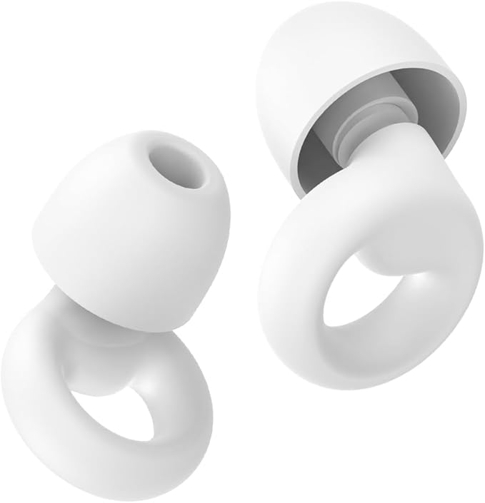 Ear Plugs for Sleeping Noise Cancelling, Reusable 35-46dB Noise Reduction Earplugs with 7 Silicone Ear Tips & Carry Case, Comfortable Hearing Protection for Sleep, Work, Study, Travel & Concerts White
