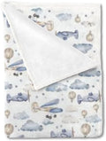 Unisex Plane Hot Air Balloons Transportation Theme Baby Nursery Throw Gift Blanket for Boys Girls, Aircraft Clouds Stars Pattern Swaddle Receiving Bed Blanket for Newborn Toddlers Kids-30x40