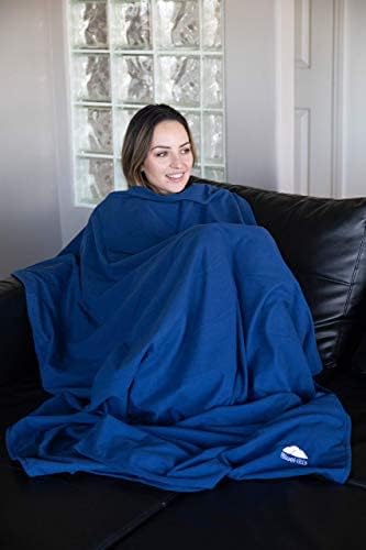 BlueHills 2 Pack Ultra Compact Travel Blanket Pillows Set of Two Lightweight Airplane Traveling Essentials Flight Throws Compact Large Plane – Navy Blue and Peacock Teal