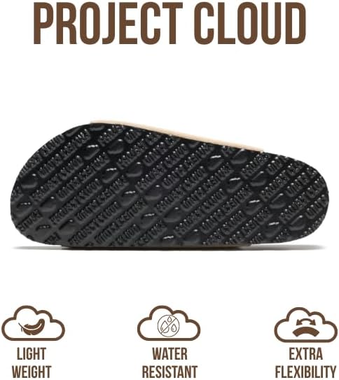 Project Cloud 100% Genuine Leather Flat Sandals For Women 2026 Cork Footbed Womens Sandals with Memory Foam and arch support Vacation Essentials Slides for Women Footwear (Venita)