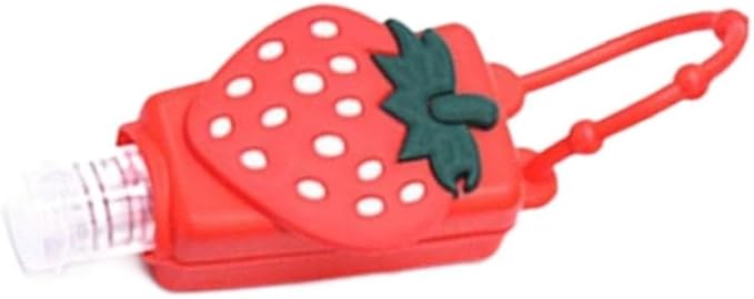 Red Strawberry Empty Travel Bottle Hand Sanitizer,Cartoon Hangable w Cover Silicone Refillable Bottle Cosmetic Container for Hand Soap Holder Refillable Portable Travel Containers